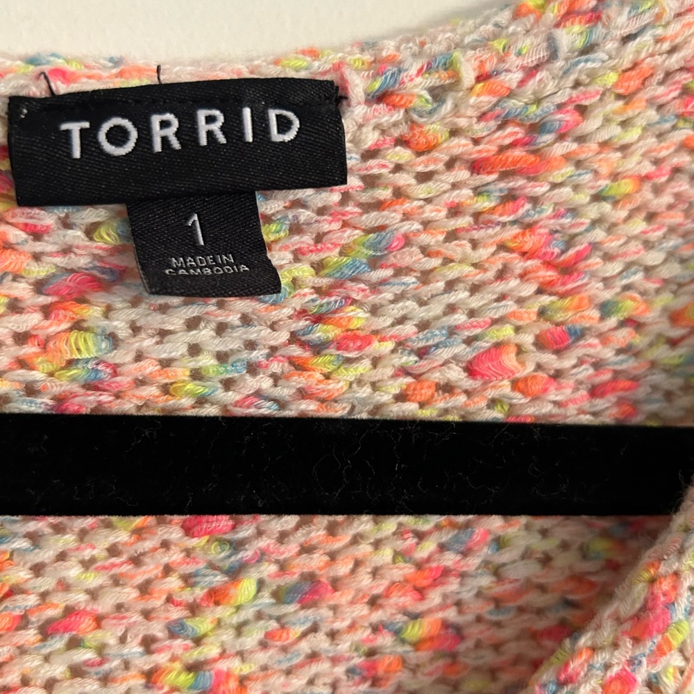 Torrid multicolored knit flamingo sweater